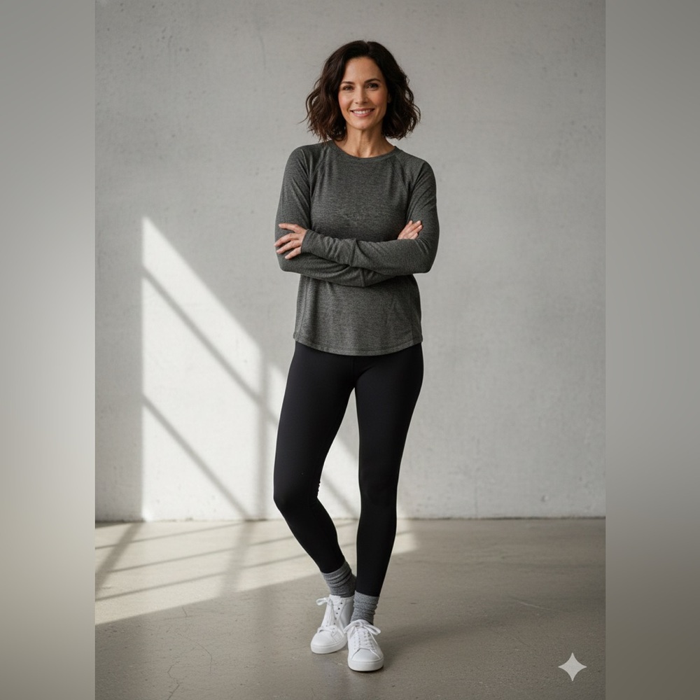Women's Members Mark Workout Top Long Sleeve  Thumbholes Heather Gray L